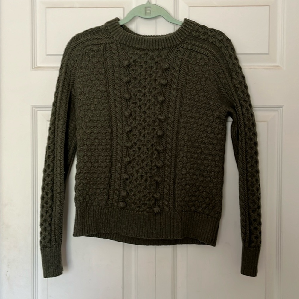 J.Crew cable knit green sweater